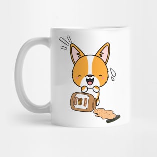 Cute Corgi spilled a jar of peanut butter Mug